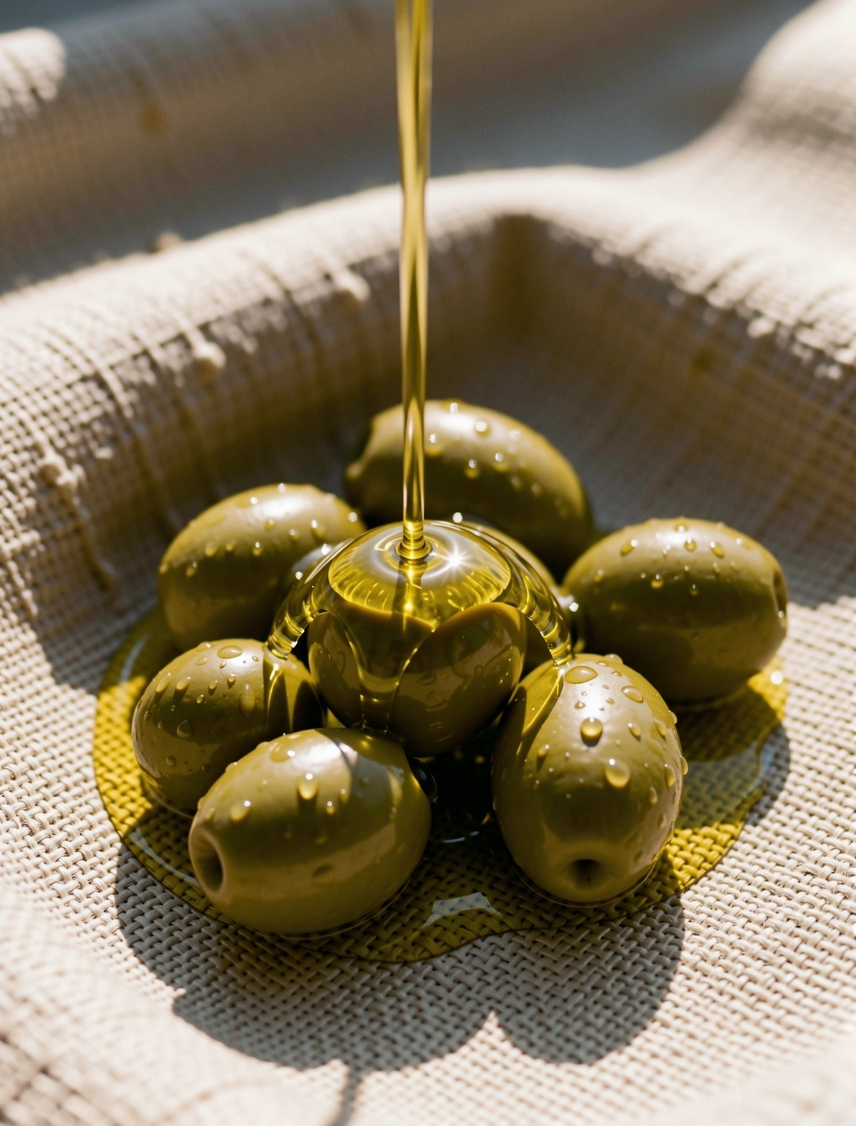 Texture et fraîcheur de l'huile d'olive